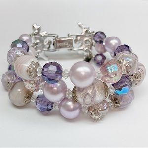 Vintage Vendome Lavender Pearl & Crystal Bracelet